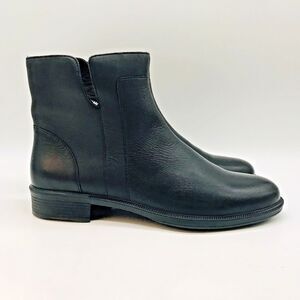 Umberto Raffini Trina Leather Chelsea Boots Women's 9 Black Faux Fur Lined Shoes